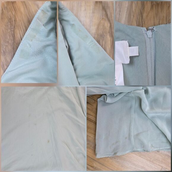 🍑David's Bridal Dusty Sage Green Flutter Sleeve Gown Size 6 - Picture 13 of 13